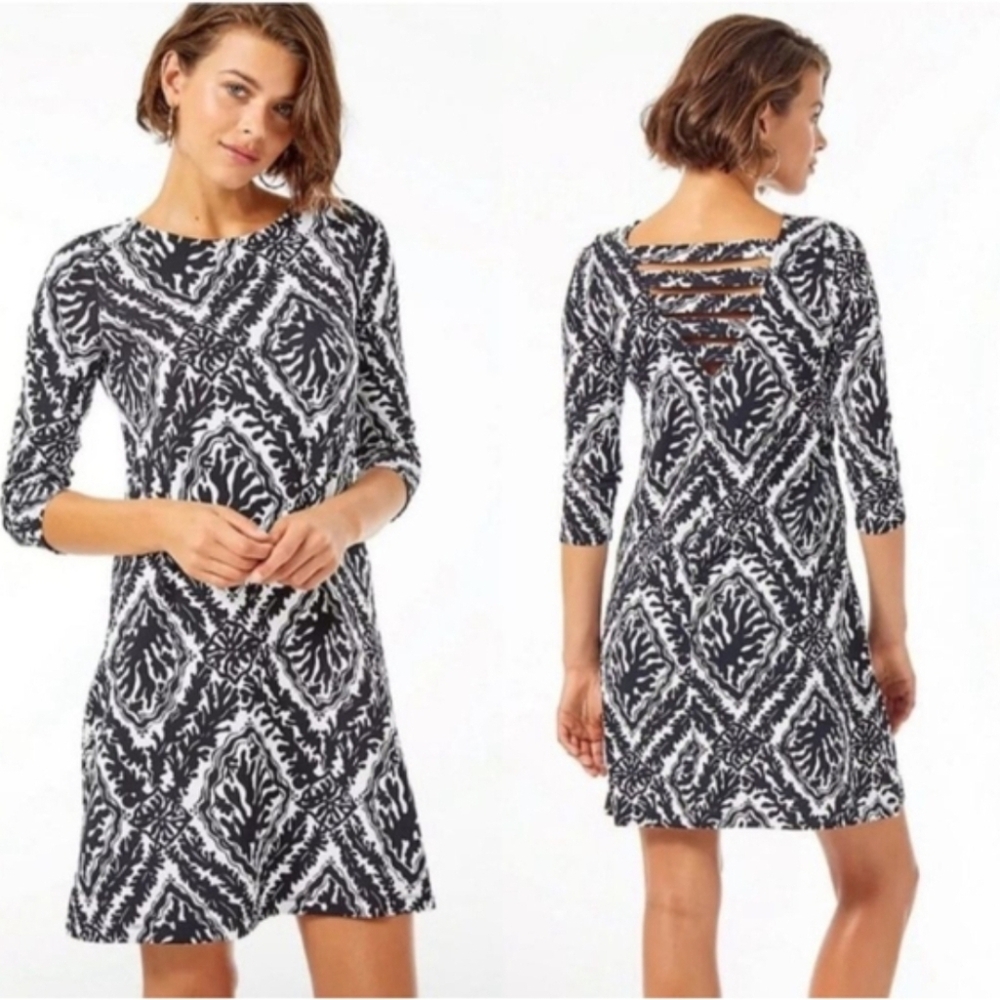 Lilly Pulitzer Black White 3/4 Sleeve Mini Dress